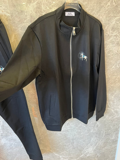 Conjunto de agasalho preto bordado Hermès Carousel