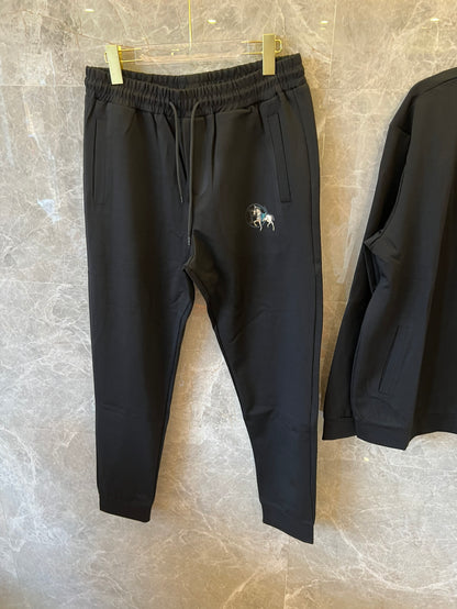 Conjunto de agasalho preto bordado Hermès Carousel