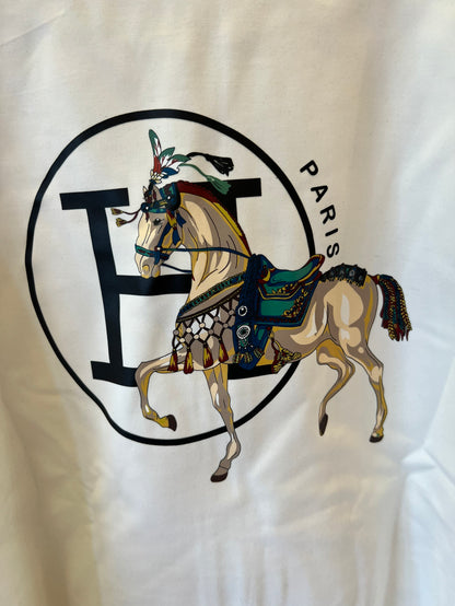 Chándal blanco con motivo de caballo bordado de Hermès