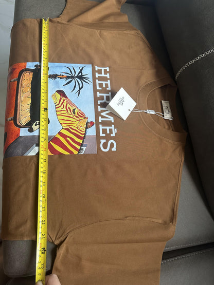Camiseta con estampado gráfico de Hermès en algodón marrón