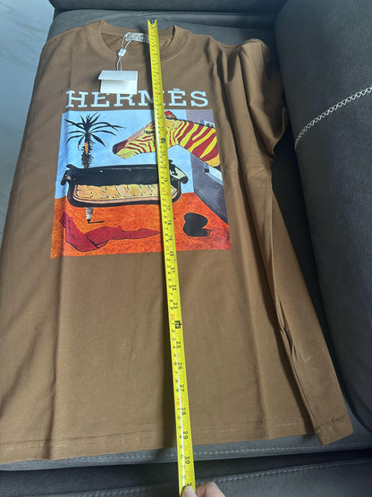 Camiseta con estampado gráfico de Hermès en algodón marrón
