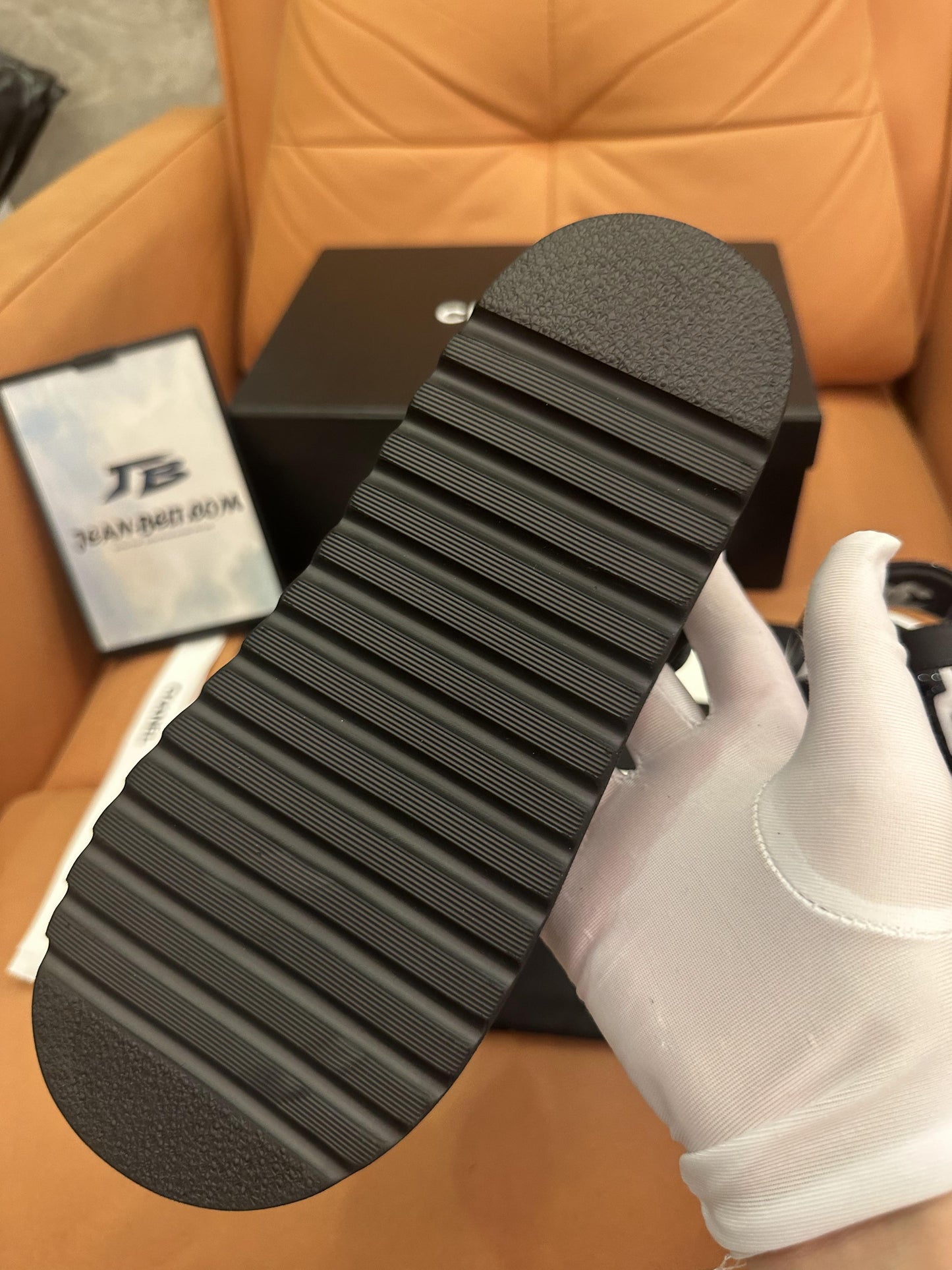 Chanel Lambskin Logo Platform Sandals Black White