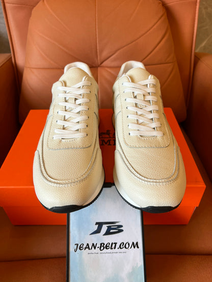 Zapatillas deportivas Chris de Hermès en piel color caqui