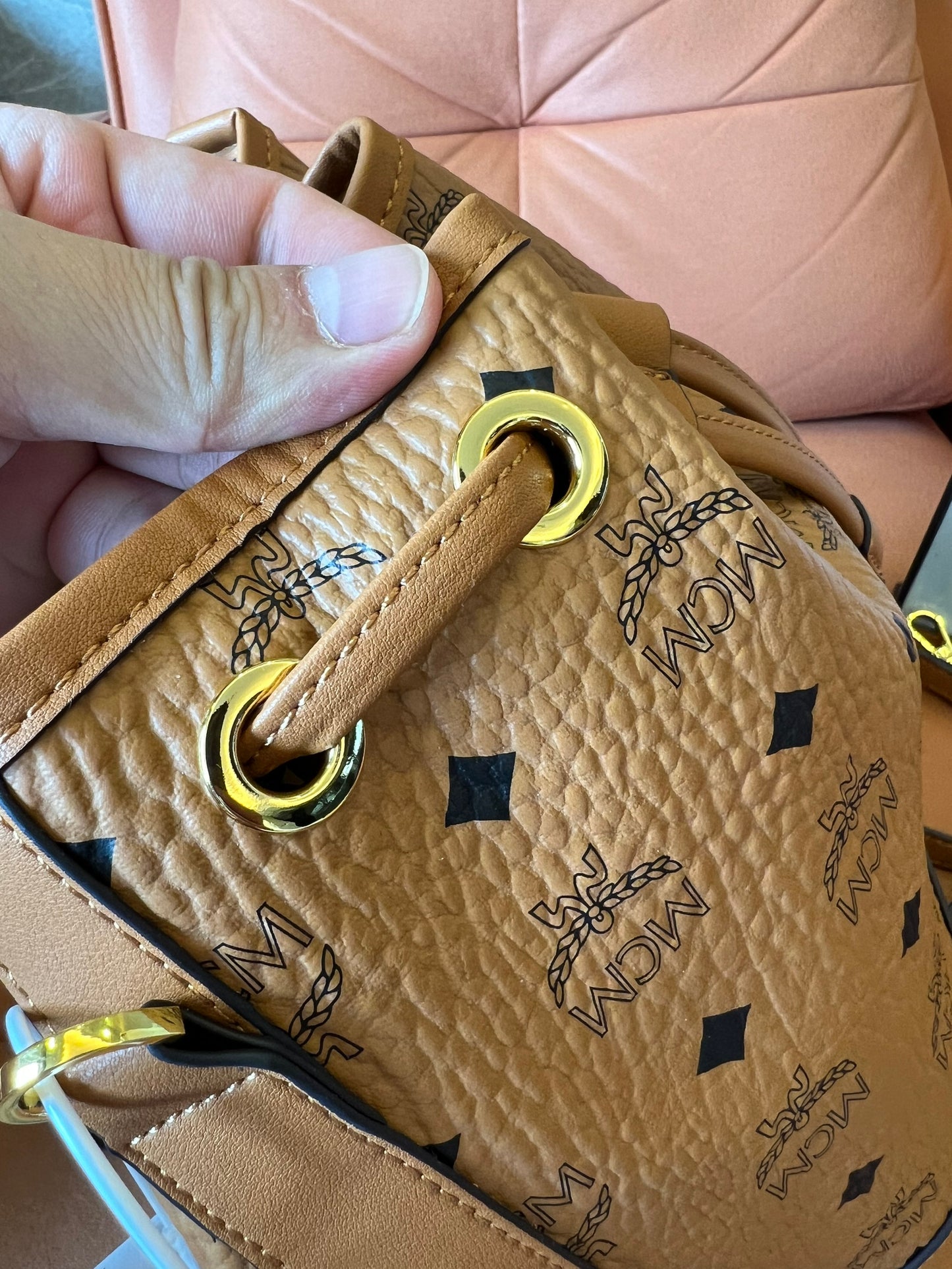 MCM drawstring visetos canvas bucket bag