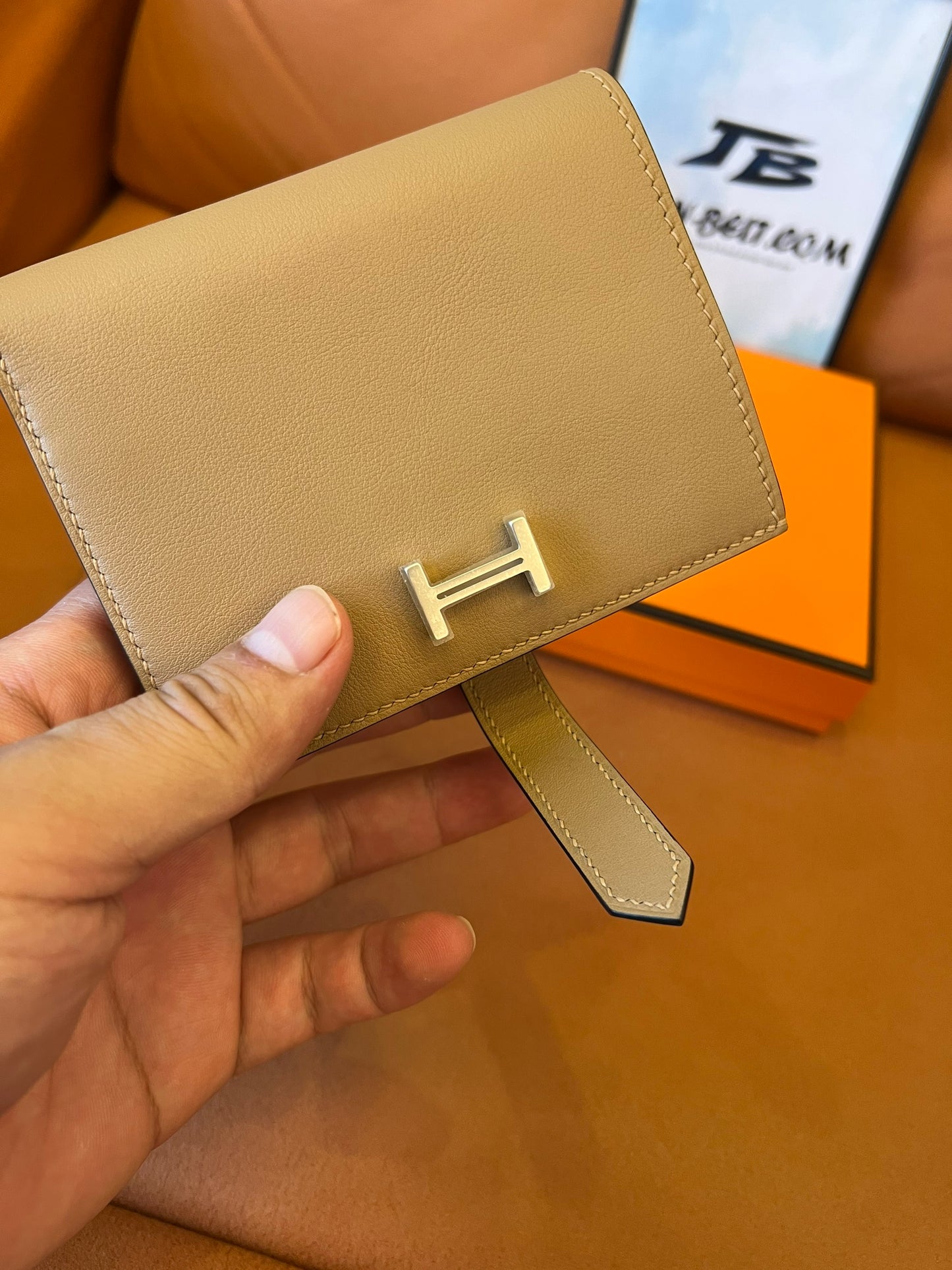Cartera Hermes Béarn – gris topo