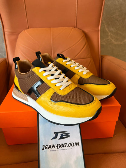 Zapatillas deportivas Hermes en amarillo y marrón
