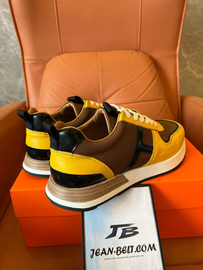 Zapatillas deportivas Hermes en amarillo y marrón