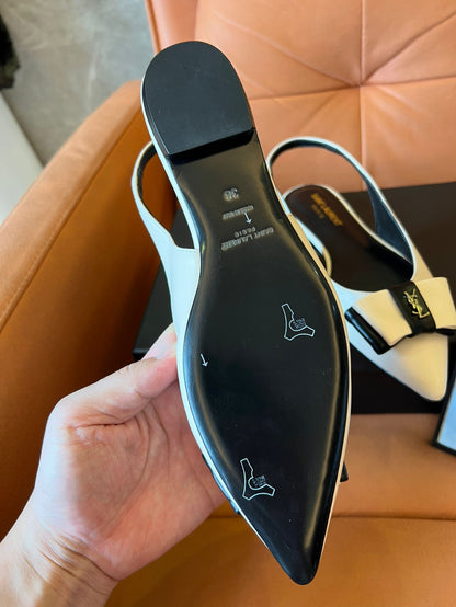 Sapatilhas de balé de couro liso Saint Laurent