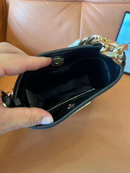 Bolso mini TOM FORD con cadena maxi y estampado de cocodrilo en negro