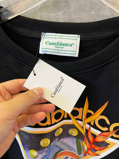 Casablanca "Tennis Club" Black Sweatshirt with Vibrant Logo Graphic