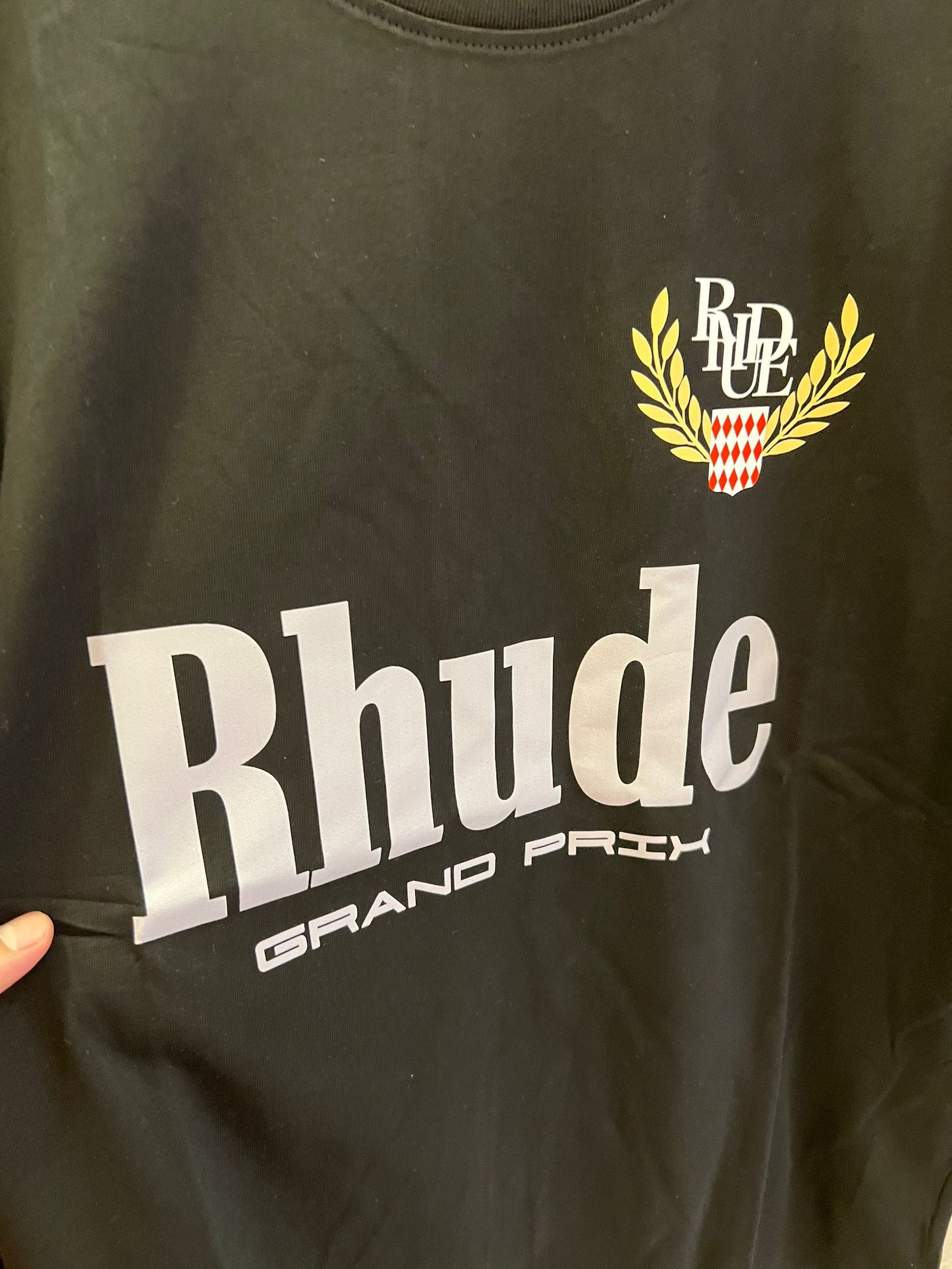 Rhude grand prix black graphic tee