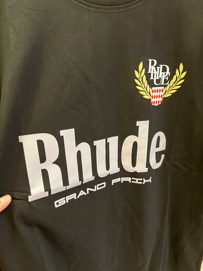 Rhude grand prix black graphic tee