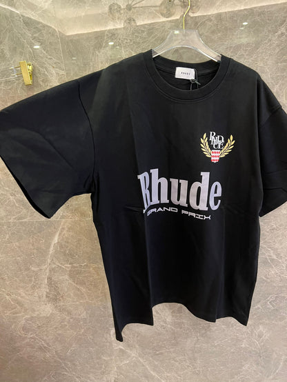 Rhude grand prix black graphic tee