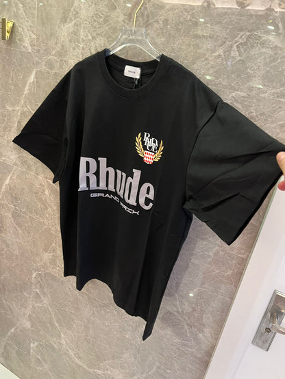Rhude grand prix black graphic tee