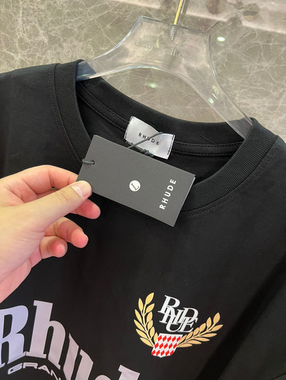 Rhude grand prix black graphic tee