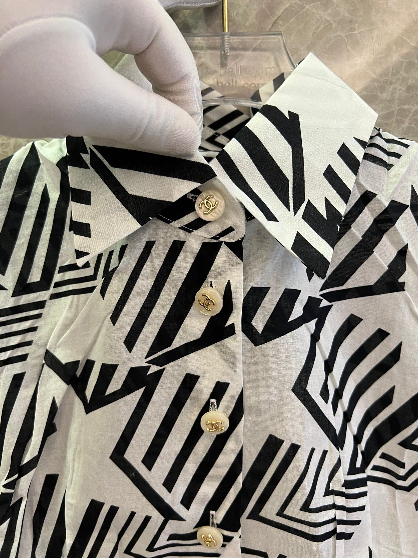 Chanel Geometric Print Co-ord Set (White and Pink)