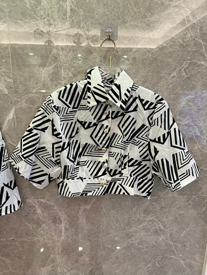 Chanel Geometric Print Co-ord Set (White and Pink)