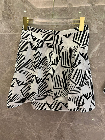 Chanel Geometric Print Co-ord Set (White and Pink)