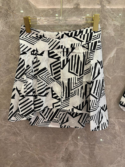 Chanel Geometric Print Co-ord Set (White and Pink)