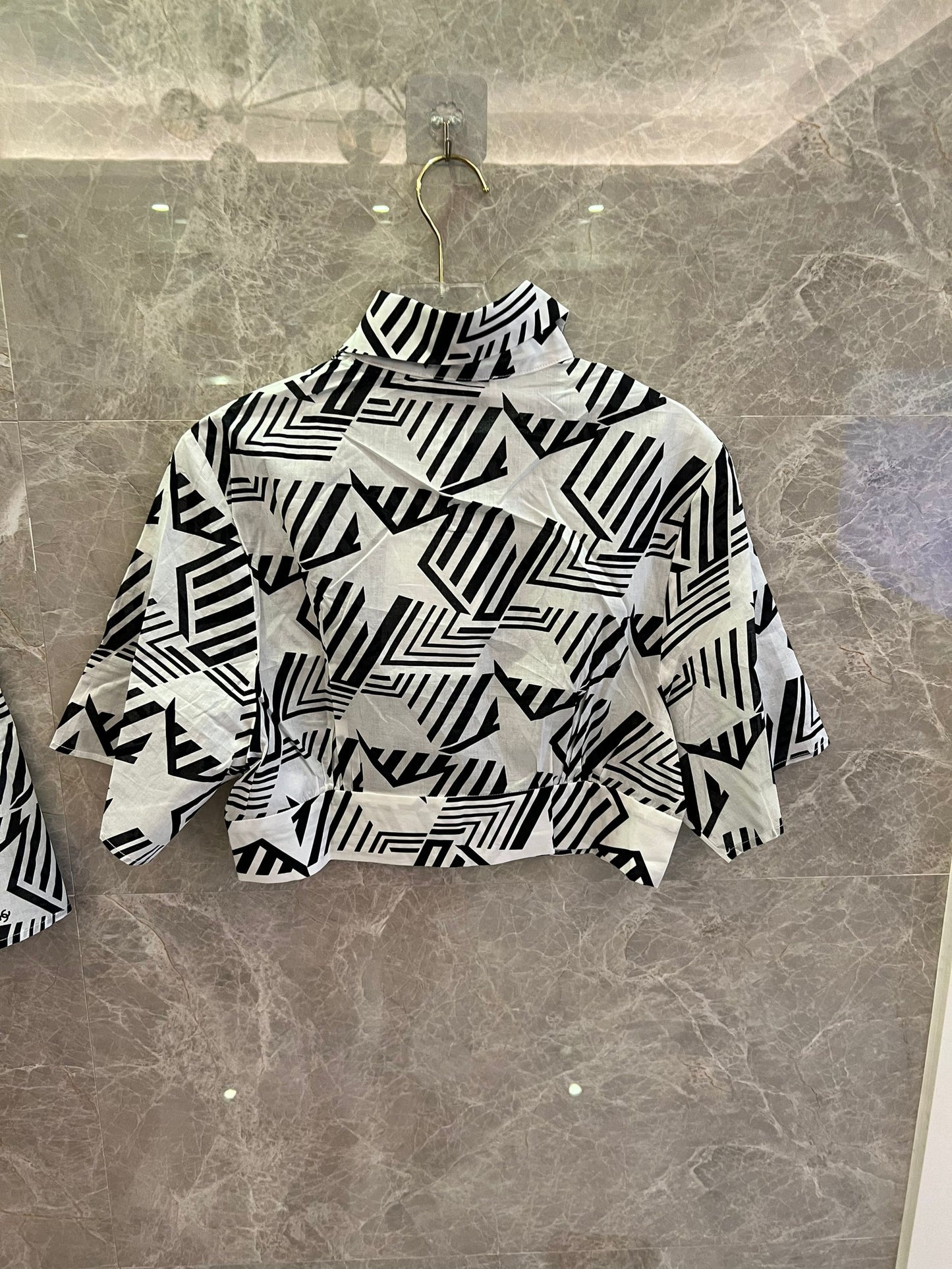 Chanel Geometric Print Co-ord Set (White and Pink)