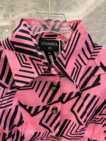 Chanel Geometric Print Co-ord Set (White and Pink)