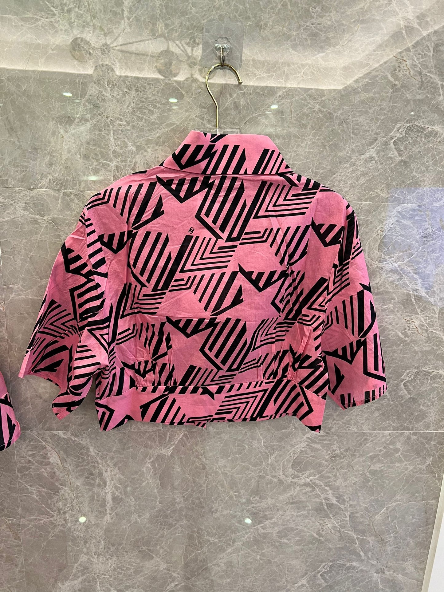 Chanel Geometric Print Co-ord Set (White and Pink)