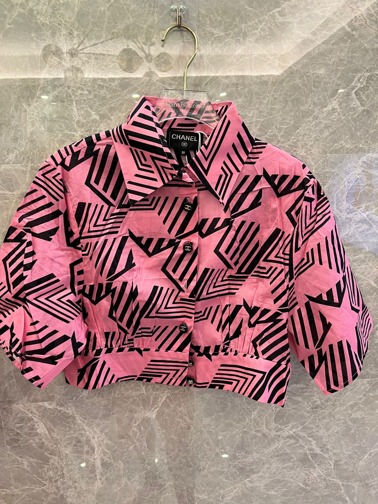 Chanel Geometric Print Co-ord Set (White and Pink)
