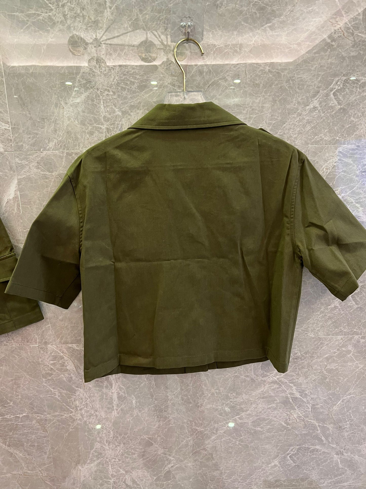 Celine Military Green Utility Jacket and Cargo Shorts Set
