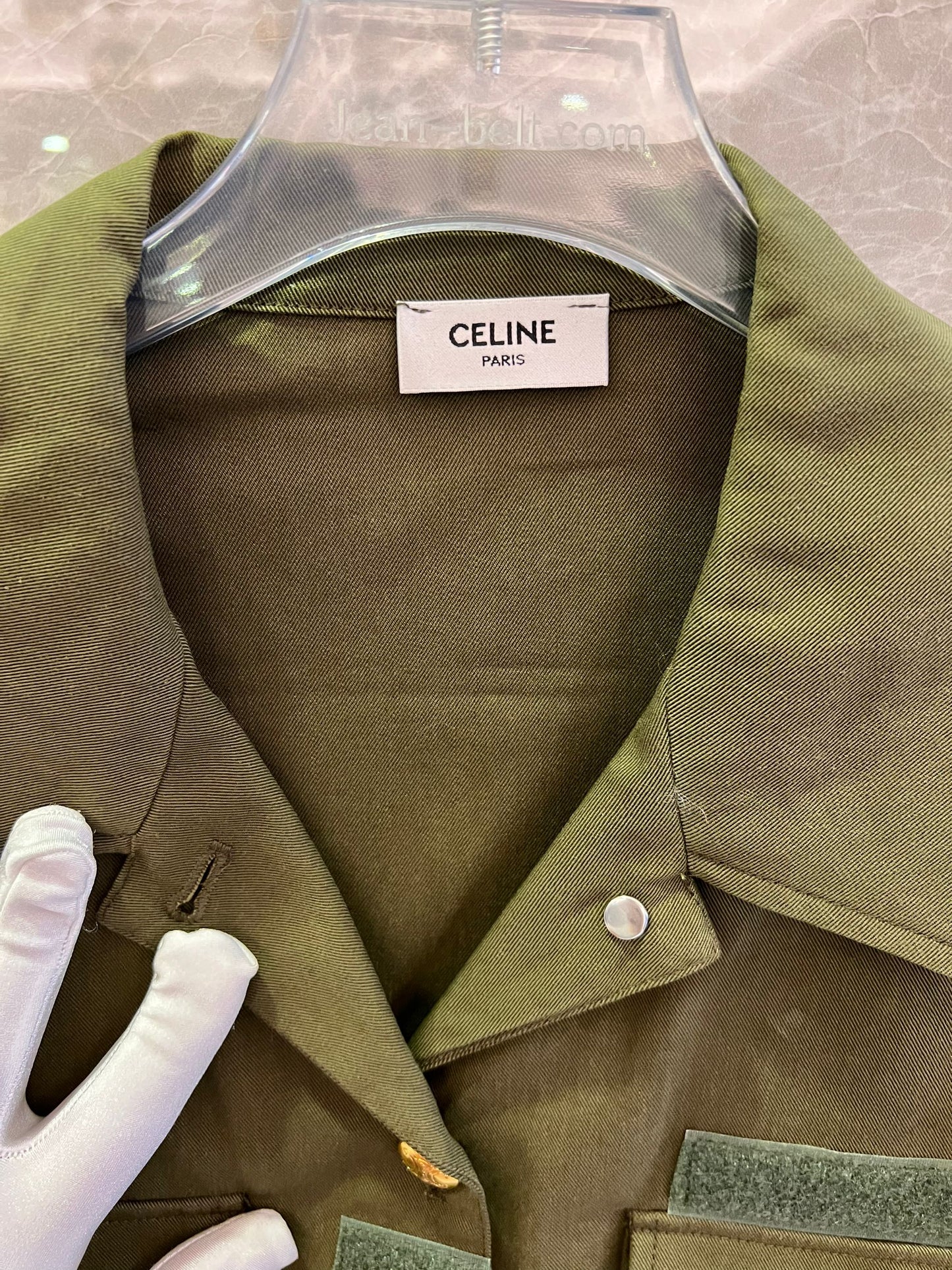Celine Military Green Utility Jacket and Cargo Shorts Set