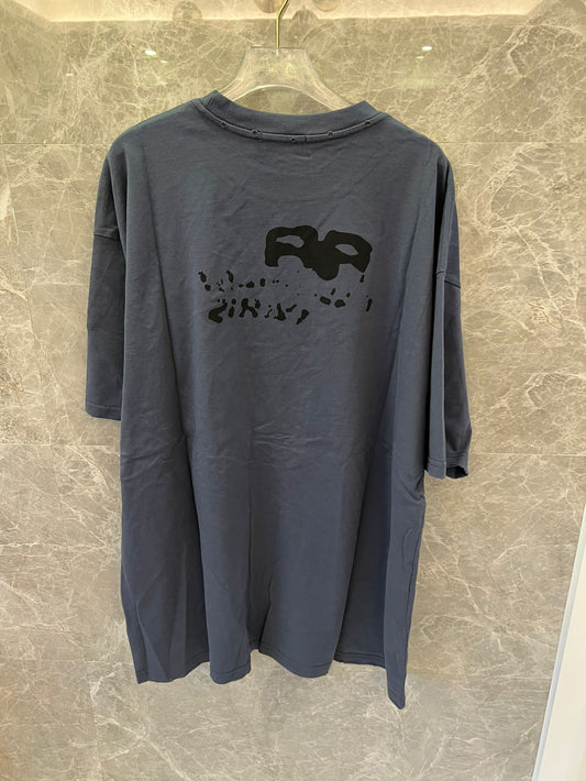 Balenciaga Oversized Graphic Print Tee in Dark Grey