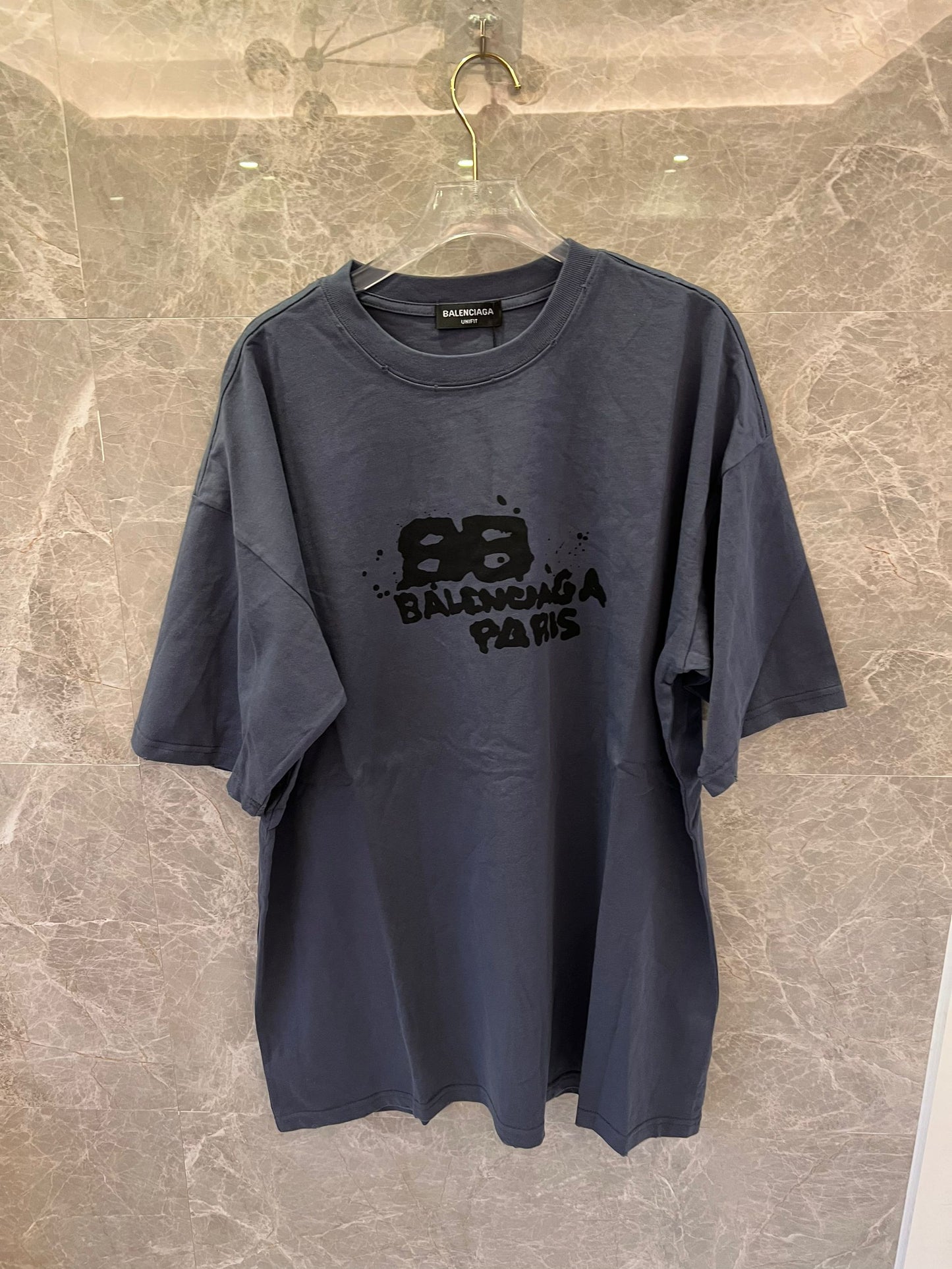 Balenciaga Oversized Graphic Print Tee in Dark Grey