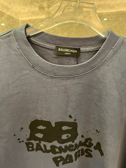 Balenciaga Oversized Graphic Print Tee in Dark Grey