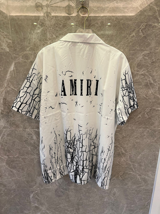 Amiri Monochrome Crack Print Short-Sleeve Shirt