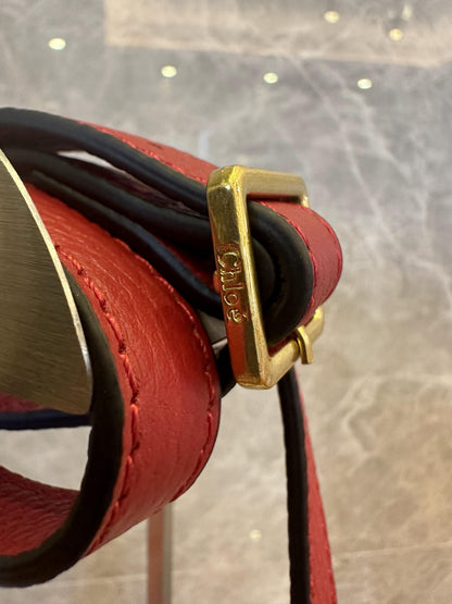 Chloe Grained Calfskin Small Marcie Saddle Bag Red