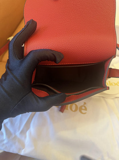 Chloe Grained Calfskin Small Marcie Saddle Bag Red