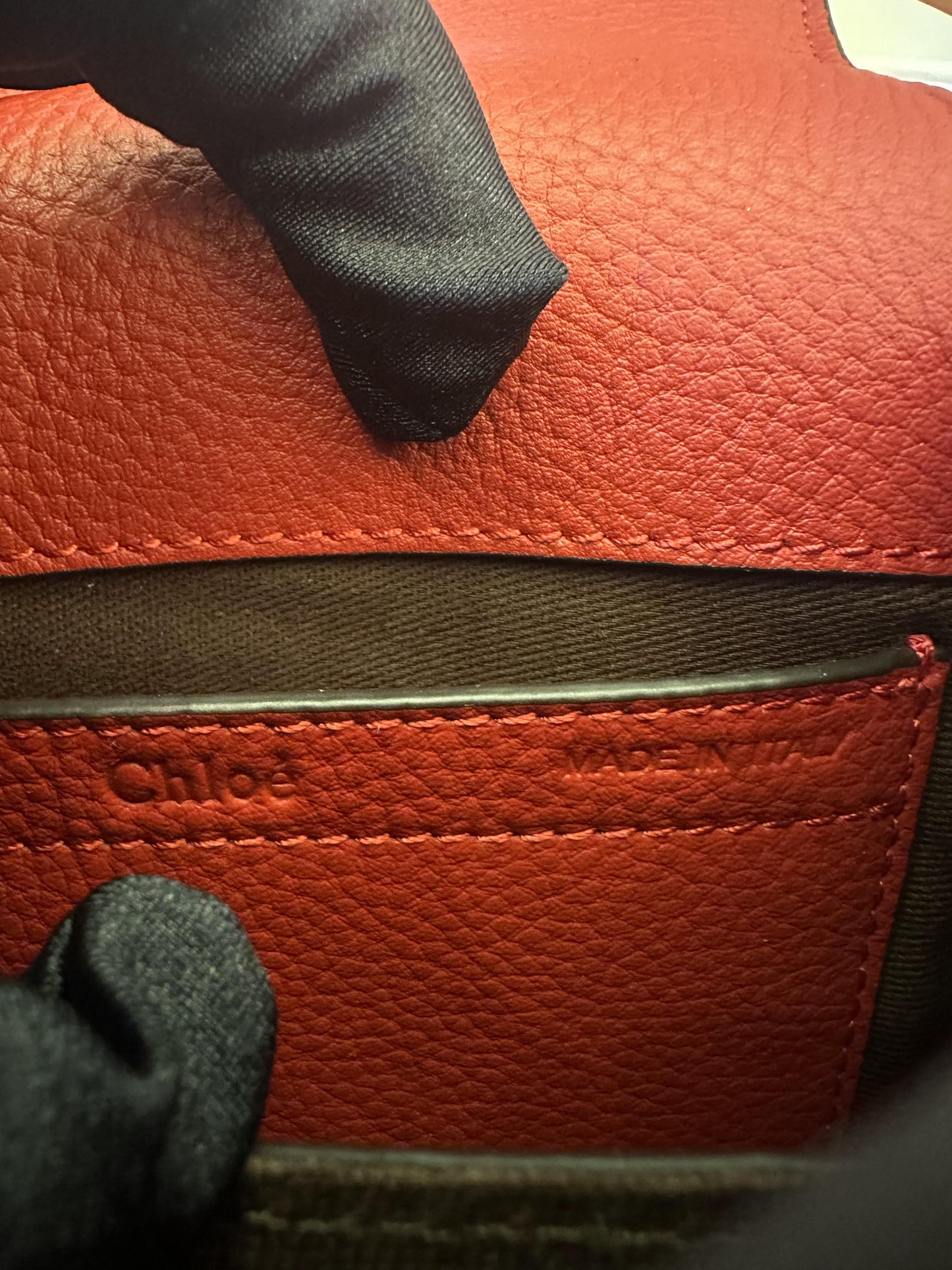 Chloe Grained Calfskin Small Marcie Saddle Bag Red