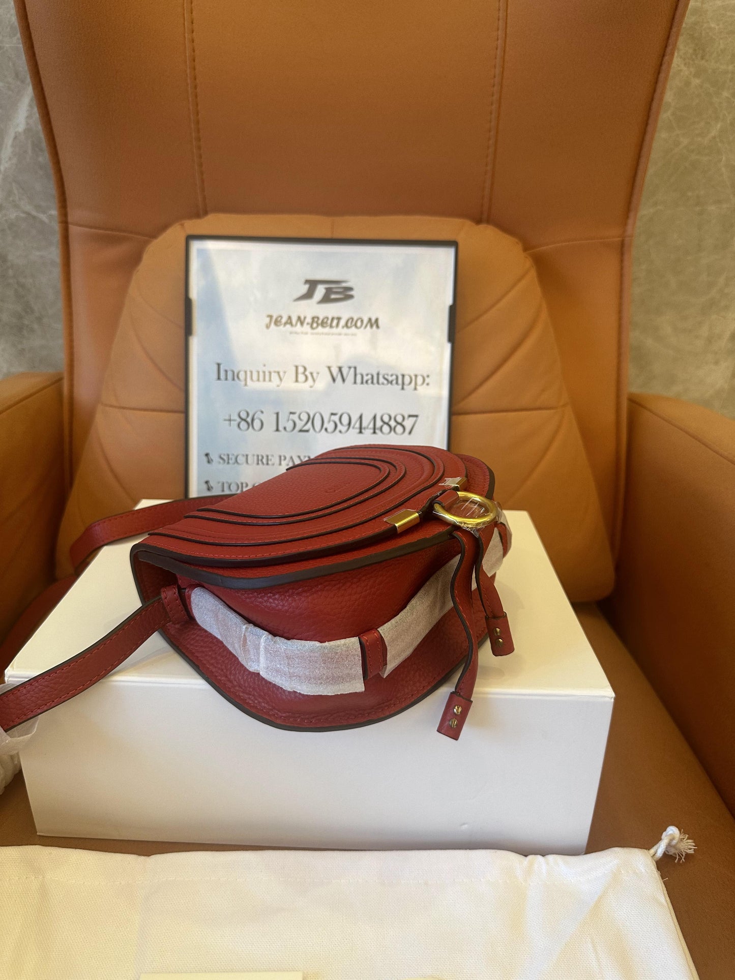 Chloe Grained Calfskin Small Marcie Saddle Bag Red