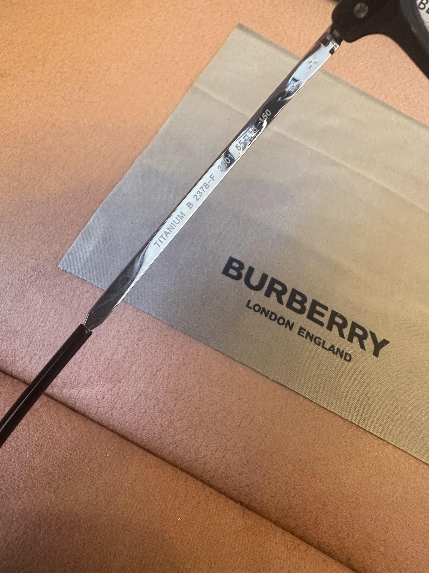 Burberry Rectangular Eyeglasses - Black Frame with Titanium Details