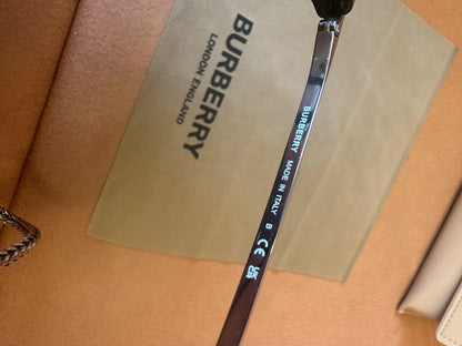 Burberry Rectangular Eyeglasses - Black Frame with Titanium Details