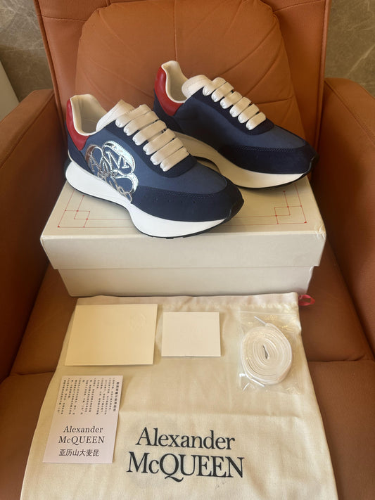 Alexander McQueen Sprint Runner Navy Red Silver-Tone Neakers