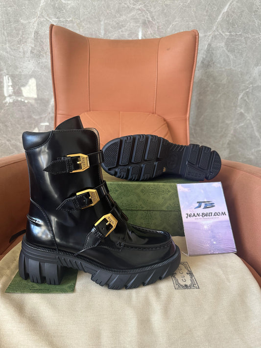 Botas de combate de charol Gucci