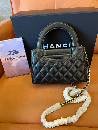 Chanel 24p Black Calfskin Mini Kelly Shopping Bag Gold Hardware