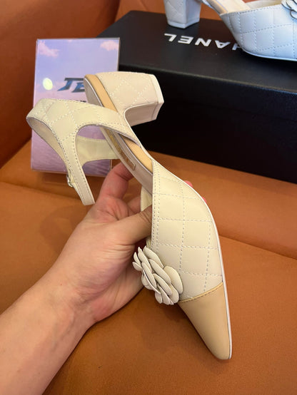 Chanel Lambskin Quilted Camellia Pumps Mueller Shoes