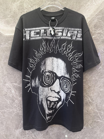 Hysteric glamour black graphic t-shirt with psychedelic face print and text