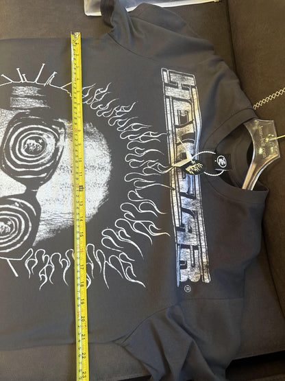 Hysteric glamour black graphic t-shirt with psychedelic face print and text