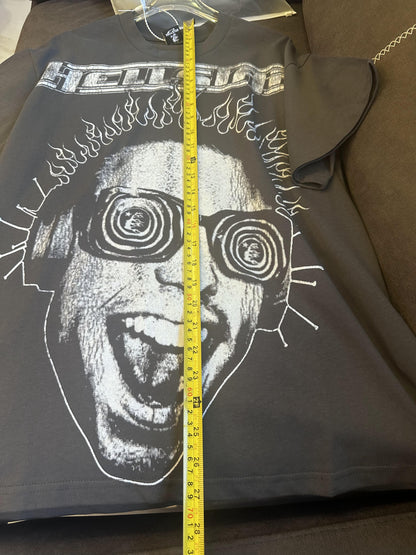 Hysteric glamour black graphic t-shirt with psychedelic face print and text