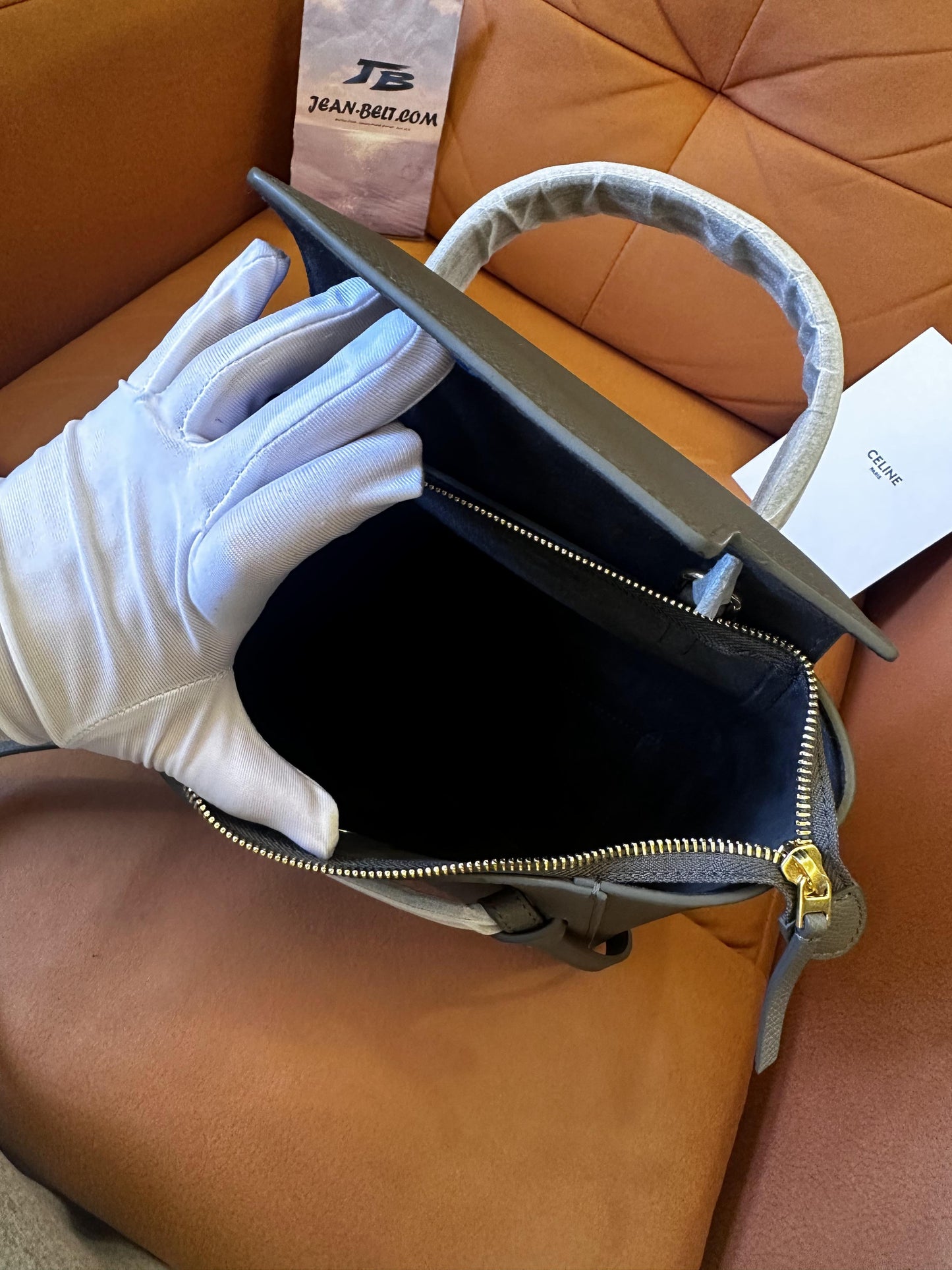 Celine Belt Bag Shoulder Bag Mini Gray Leather