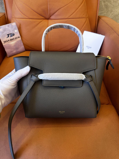 Celine Belt Bag Shoulder Bag Mini Gray Leather