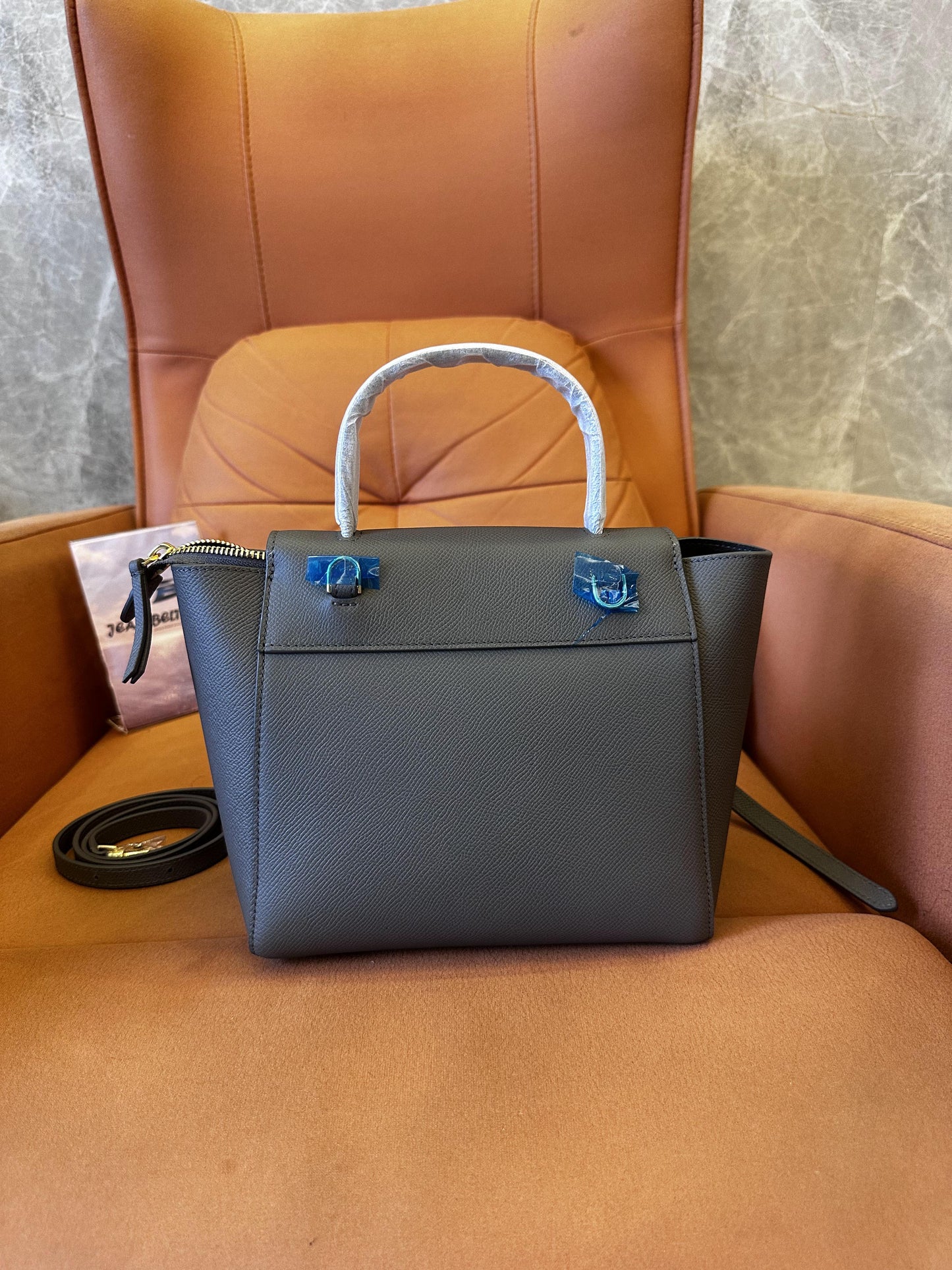 Celine Belt Bag Shoulder Bag Mini Gray Leather