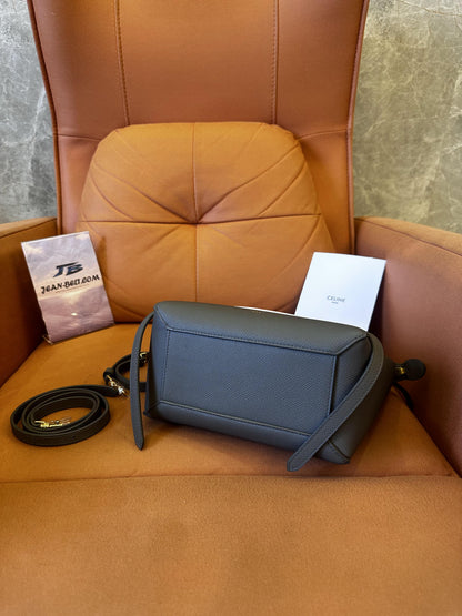 Celine Belt Bag Shoulder Bag Mini Gray Leather